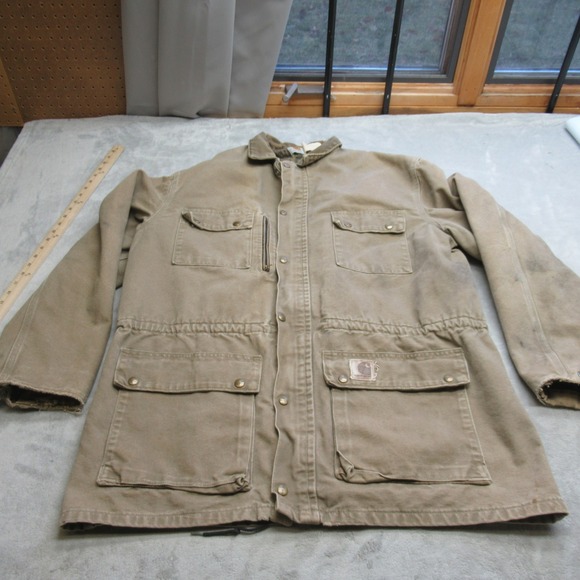 Carhartt Jacket Mens Large Tall‎ Beige Blanket Lined Barn Chore Canvas VTG RARE!